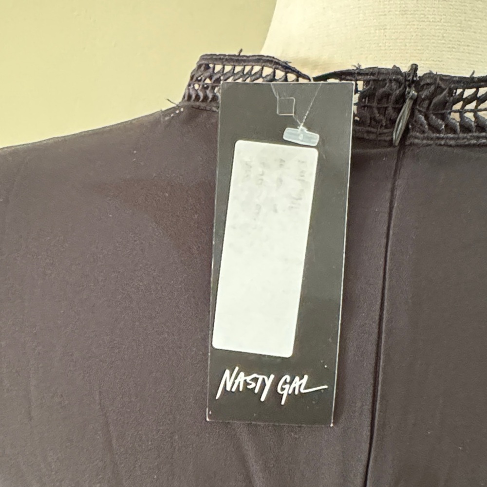 Nasty Gal Black Lace-Inset Peplum Long Sleeve Top - Picture 3 of 7